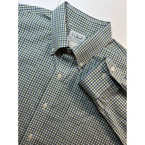 LLBean Traditional Fit Gingham Button Down Shirt Mens L Tall Long Sleeve Cotton